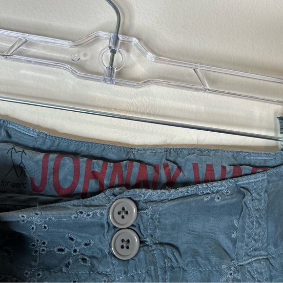 Johnny Was Eyelet Patterned Embroidered Cupra Cargo Pants in Blue Heather Belted - Picture 8 of 12